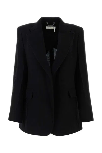 Chloé Open-front Ramie Blazer In Black