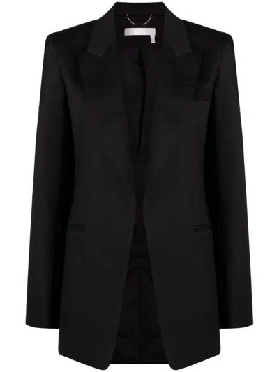 Chloé Open-front Ramie Blazer In Black