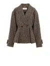 Chloé Double-breasted Herringbone Oversized Peplum Coat In Brown