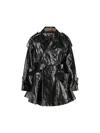 Chloé Chloe Houndstooth-trimmed Coated Linen Trench Coat In Black