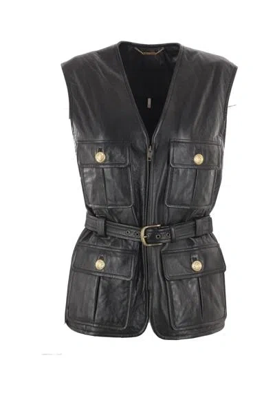 Chloé Belted Waist Vest Jacket In Black