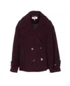 Chloé Women Violet Double-breasted Jacket With Wide Notched Revers And Dropped Shoulders In Wool Ble In Burgundy