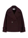 Chloé Women Violet Double-breasted Jacket With Wide Notched Revers And Dropped Shoulders In Wool Ble In Burgundy