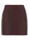 Chloé Chloe Women Grape Leather Mini Skirt In Burgundy