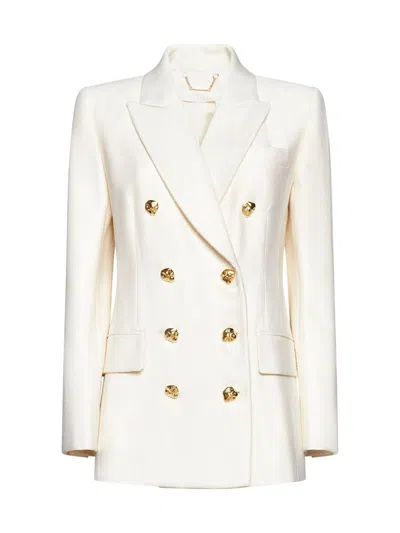 Chloé Silk And Wool Double-breasted Blazer In Coconut Milk