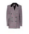 Chloé Double-breasted Velvet-trimmed Checked Wool Blazer