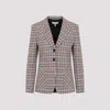 Chloé Chloe Checked Wool-blend Blazer In Neutral
