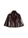 Chloé Glossy Cape Silhouette Jacket In Obscure Brown