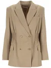 Chloé Double-breasted Jacket In Soft Wool In Pearl Beige
