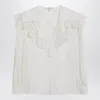 Chloé Jacquard And Lace Blouse With Oversized Collar In White