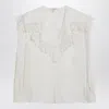 Chloé Jacquard And Lace Blouse With Oversized Collar Women In White