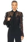 Chloé Jacquard Flower Lace Blouse In Black