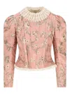 Chloé Baroque Silk-blend Taffeta Jacket With Floral Jacquard Women In Pink