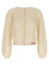 Chloé Jacquard Logo Cardigan Sweaters And Cardigans White In Neutral