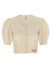 Chloé Button Puff-sleeve Cardigan In Neutral
