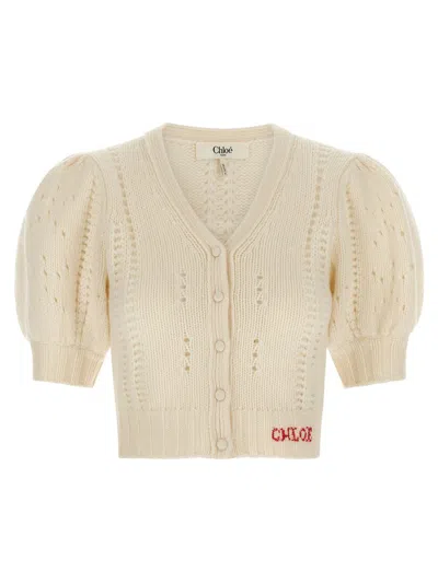 CHLOÉ CHLOÉ JACQUARD LOGO CARDIGAN