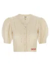 Chloé Jacquard Logo Cardigan Sweaters And Cardigans White In Neutral