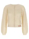 Chloé Jacquard Logo Cardigan Sweaters And Cardigans White In Yellow
