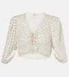 Chloé Jacquard Silk-blend Muslin Crop Top In Beige