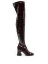 Chloé Janis High Heels Boots In Black Patent Leather In Burgundy