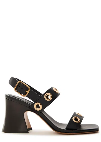 Chloé Chloe Janis 80 Eyelet-embellished Leather Sandals In Black