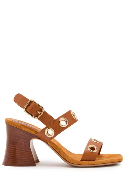 Chloé Chloe Janis 80 Eyelet-embellished Leather Sandals In Brown