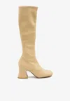 Chloé Chloe Women Cream Synthetic Leather Janis Boots In Brown