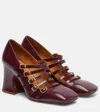 Chloé Women Burnt Purple Shiny Calf Leather Janis Pumps In Multi