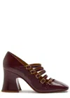Chloé Chloe Janis 80 Multi-strap Leather Pumps In Burgundy