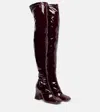 Chloé 80mm Patent Leather Over The Knee Boots In Brown