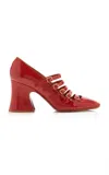 Chloé Janis Buckle-strap Patent Leather Pumps In Red