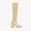 Chloé Janis Heeled Boot Beige Size 7 100% Lambskin In Neutral