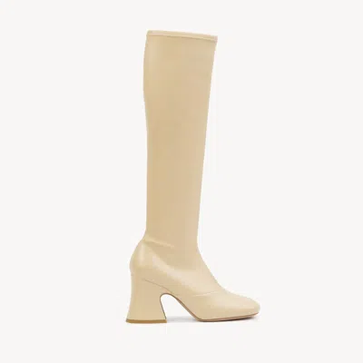 Chloé Janis Heeled Boot Beige Size 7 100% Lambskin In Neutral