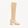 Chloé Chloe Women Cream Synthetic Leather Janis Boots In Metallic