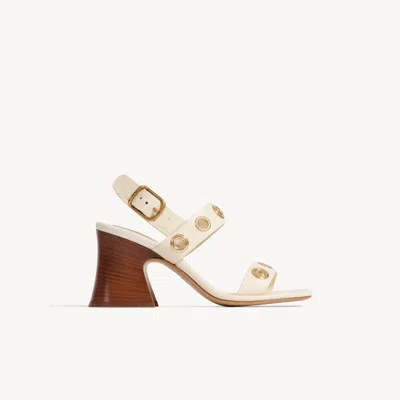 Chloé 75mm Janis Grommet Leather Slingback Sandals In White