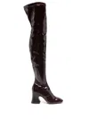Chloé Janis Patent Over-the-knee Boot In Burgundy