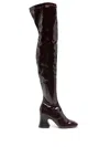 Chloé Janis Patent Leather Over-the-knee Boots In Brown