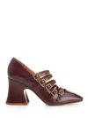 Chloé Women Burnt Purple Shiny Calf Leather Janis Pumps In Multi