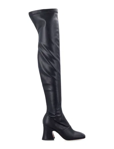 Chloé Janis Over-the-knee Boots In Stretch Fabric With Leather Effect In Black