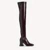 Chloé Chloe Janis Glossed-leather Over-the-knee Boots In Brown