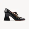 Chloé Janis Buckled Glossed-leather Mary Jane Pumps In Black