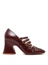 Chloé Janis Buckle Strap Pumps With 80mm Heel In Burgundy