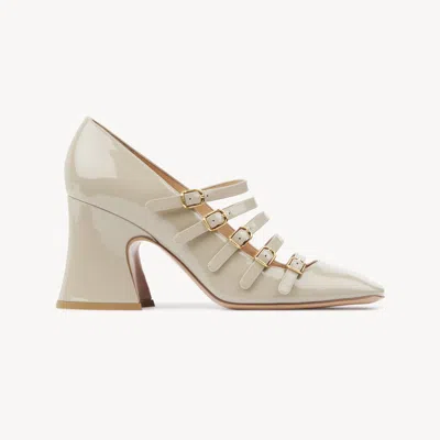 Chloé Janis Pump Grey Size 8.5 100% Calf-skin Leather