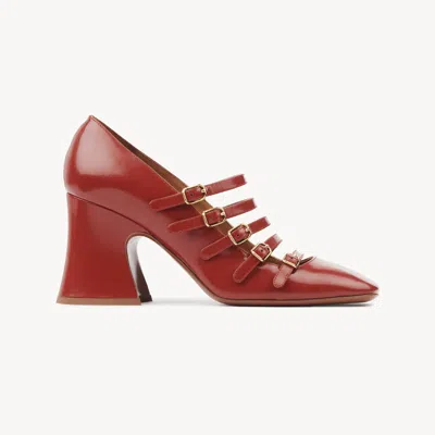 Chloé Janis Pump Red Size 8 100% Calf-skin Leather