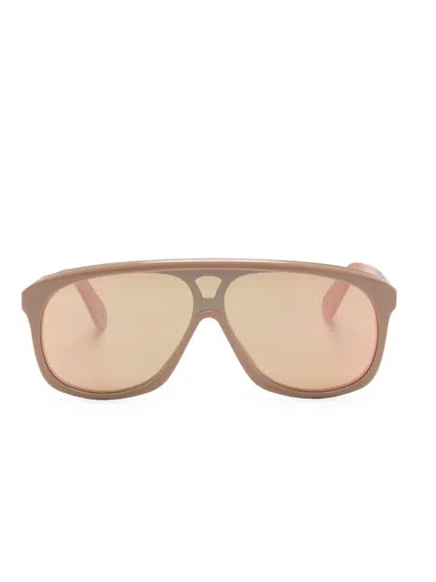Chloé Jasper Shield-frame Sunglasses In Neutrals