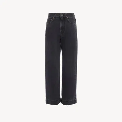 Chloé Jean Court Taille Haute En Denim In Black