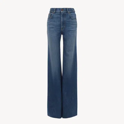 Chloé Jean Taille Haute Évasé En Denim In Blue