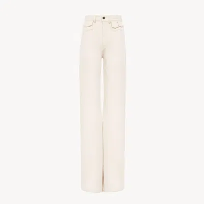 Chloé Jean Taille Haute Évasé En Denim Femme Blanc Taille 44 100% Coton In White