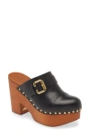 Chloé Jeannette Studded Leather Slingback Platform Clogs In Black