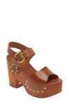 Chloé Chloe Jeannette Leather Platform Sandals In Brown